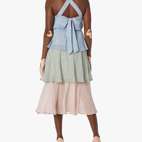 Sam Edelman Tiered Multicolor Halter midi dress NWT - Picture 2 of 7